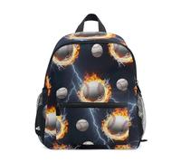 GAIREG Zaini da baseball con scritta "Splashs" Water Flames Toddler Boy con targhetta per il nome, zaini per la scuola materna, Le palle da baseball schizzano le fiamme dell'acqua, 3-5 Years, Zaini