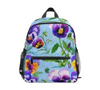 GAIREG Zaino blu per bambine con etichetta per nome, mini zaini per bambini e asilo, Acquerello Viole Del Pensiero Fiori Blu, 6-8 Years, Zaini Carino
