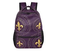GAIREG Zaino con gatto carino con design multi tasca per scuola e viaggio, Fleur De Lis Viola, Medium, Zaino casual per la scuola