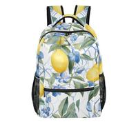 GAIREG Zaino con tasche multiple e cinghie regolabili, Limone Fiore Blu, Small, Zaino casual per la scuola