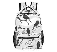 GAIREG Zaino con tasche multiple e cinghie regolabili, Uccello bianco nero, Medium, Zaino casual per la scuola | Libreria con più zone di stoccaggio, cinghie imbottite regolabili per scuola media