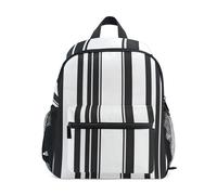 GAIREG Zaino da bambina a righe bianche nere con targhetta per nome, mini zaino per asilo per ragazzi, Strisce bianche e nere., 3-5 Years, Zaini Carino