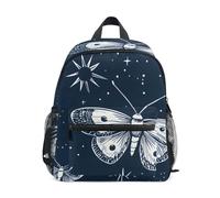 GAIREG Zaino da bambina con falena e farfalla, con targhetta per nome, piccola borsa da viaggio, Falena e Farfalla Navy, 3-5 Years, Zaini Carino