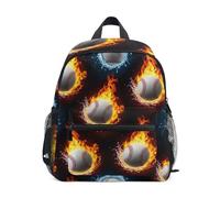 GAIREG Zaino da baseball con scritta "Fire Water Splashs" con targhetta per nome, zaino per bambini e scuola materna, Spruzzi d'acqua del fuoco delle palle da baseball, 6-8 Years, Zaini Carino