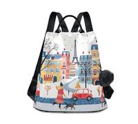 GAIREG Zaino da donna alla moda, con tasca posteriore con cerniera, motivo: paesaggio marino, Paesaggio urbano invernale di Parigi