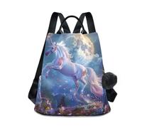 GAIREG Zaino da donna con teschio e astrolabio su sfondo scuro con cerniera antifurto sul retro, borsa da viaggio alla moda e casual, Campo magico dell'unicorno