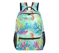 GAIREG Zaino grigio con gatto carino con tasche multiple e cinghie regolabili, Cavallucci marini Oceano, Small, Zaino casual per la scuola | Zaino scolastico strutturato con più zone di stoccaggio, fodera interna in morbido poliestere