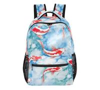 GAIREG Zaino grigio con gatto carino con tasche multiple e cinghie regolabili, Pesce Koi colorato 1, Small, Zaino casual per la scuola | Zaino scolastico strutturato con più zone di stoccaggio, fodera interna in morbido poliestere