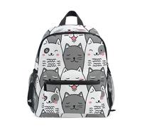 GAIREG Zaino per bambine e ragazzi, con gattini carini grigi e bianchi, mini zaino per asilo per ragazzi con targhetta per nome, Cute Cats Grigio Bianco, 3-5 Years, Zaini Carino