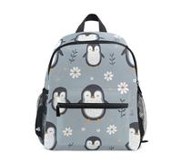 GAIREG Zaino per bambine e ragazzi, motivo pinguino, blu, piccolo zaino da viaggio con targhetta per il nome, Fiori Pinguino Blu, 3-5 Years
