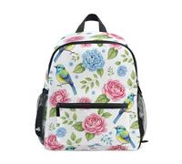GAIREG Zaino per bambine e ragazzi, zaino da viaggio con rose e uccellini, con targhetta per nome, mini zaini per la scuola per bambini, Uccelli Rose, 6-8 Years, Zaini Carino