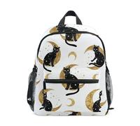 GAIREG Zaino per bambini con gatti neri e lune, per la scuola, con targhetta per nome, mini borsa da viaggio, Lune di gatti neri, 6-8 Years, Zaini Carino