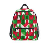 GAIREG Zaino per bambini con scritta "Christmas Trees" stilizzato, verde, con targhetta per nome, per la scuola, per bambini dai 3 agli 8 anni, Alberi di Natale stilizzati Verde, Small, Zaini Carino