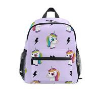 GAIREG Zaino per bambini con scritta "Cute Unicorns", arcobaleno e targhetta per nome, per la scuola e il viaggio, Arcobaleno con simpatici unicorni, 6-8 Years, Zaini Carino