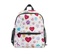 GAIREG Zaino per bambini con zampa di cane carino e cuore bianco con targhetta per nome, mini zaino per asilo per ragazzi, Carino Cane Zampa Cuore Bianco, 6-8 Years, Zaini Carino