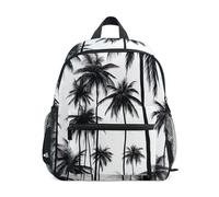 GAIREG Zaino per bambini e bambine, con palme bianche e nere su una mini borsa da viaggio bianca con targhetta per il nome, Palme bianche e nere su un bianco, 3-5 anni, Graziosi zaini