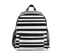 GAIREG Zaino per bambini e bambine, con targhetta per nome, a righe nere e bianche, mini zaini scolastici per bambini, zaino da viaggio, strisce bianche e nere, 3-5 anni, Graziosi zaini