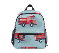 GAIREG Zaino per bambini e bambine, motivo camion dei pompieri blu, piccolo zaino da viaggio con targhetta per il nome, camion dei pompieri, blu, 6-8 anni, Graziosi zaini