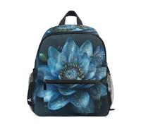 GAIREG Zaino per bambini, motivo: ninfea blu, con targhetta per nome, zaino per la scuola per bambini, Fiori di ninfea blu, 3-5 anni, Graziosi zaini