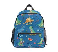 GAIREG Zaino per bambini per ragazze e ragazzi, motivo: dinosauri dei cartoni animati, zaino da viaggio con targhetta per il nome, mini borsa per la scuola per bambini, Dinosauri Cartoon Musica, 3-5