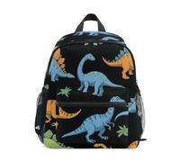 GAIREG Zaino per bambini per ragazze e ragazzi, simpatico dinosauro nero borsa da viaggio con targhetta per il nome piccola borsa per la scuola per bambini, Dinosauri Carini Nero, 6-8 Years, Zaini