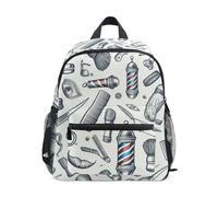 GAIREG Zaino vintage a tema barbiere bianco per bambine e ragazzi con targhetta per il nome, zaino scolastico per bambini, 3-8 anni, Vintage Barber Shop Tema Bianco, Small, Zaini Carino