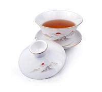 Gaiwan - Tazza da tè in porcellana bianca, grande, 500 ml, con coperchio e coperchio Sun Beautiful Mountain (453,6 g grande)