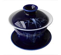 Gaiwan - Tazza da tè Sancai in porcellana bianca e blu, con coperchio, 150 ml