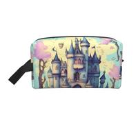 GaJher Beauty case da viaggio grande, riutilizzabile, con stampa di castello delle fiabe, organizer portatile per trucchi, oggetti essenziali quotidiani, bianco, taglia unica, Bianco, One Size