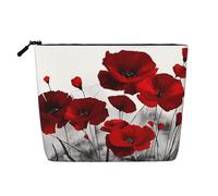 GaJher Borsa per il trucco in canapa finta con papaveri rossi, la tua soluzione unica per articoli da toeletta da viaggio e cosmetici quotidiani - Astuccio con cerniera, nero, taglia unica, Nero, One