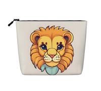 GaJher Borsa per il trucco in canapa finta con piccolo leone in cartone animato - La tua soluzione unica per articoli da toeletta da viaggio e cosmetici quotidiani - Custodia con cerniera, nera,