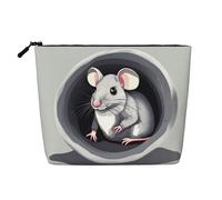 GaJher Borsa per il trucco in canapa finta con topo nel buco, la tua soluzione unica per articoli da toeletta da viaggio e cosmetici quotidiani - Custodia con cerniera, nera, taglia unica, Nero, One