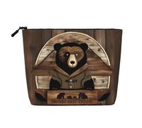 GaJher Lodge Bear - Borsa per trucchi rustica in canapa artificiale, la tua soluzione One Pack per articoli da viaggio per la cultura e la conservazione quotidiana dei cosmetici - Borsa con cerniera