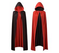 GAJUS 1 mantello con cappuccio reversibile nero e rosso per adulti, spaventoso, adatto per il gioco di ruolo di Halloween