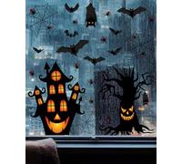 GAJUS 1 set di 4 adesivi per finestre di Halloween - adesivi decorativi statici, autoadesivi, riutilizzabili rimovibili, adesivi per finestre, decorazioni per vetri, stampa su due lati