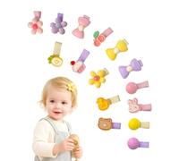 GAJUS 15 Pezzi Fermagli per Capelli Neonata Morbidissimi AntiScivolo per Capelli Fini Set Completo 3 Colori Giallo Rosa Viola per Bambine Bebè con Capelli Sottili Mollettine Bimba Elastici Neonata