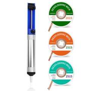 GAJUS Desoldering Wick e Pompa Dissaldante Kit 3 Pezzi,Treccia Dissaldante 2.5mm 2.0mm 1.5mmBassa Residuo per Rimozione Saldatura,Succhia Stagno Manuale Professionale per Riparazione PCB Elettronica