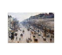 GAJUST Boulevard Montmartre, poster con stampa artistica su tela di Boulevard Montmartre su una mattina d'inverno, dipinto da Camille Pissarro In, senza cornice, 60 x 90 cm