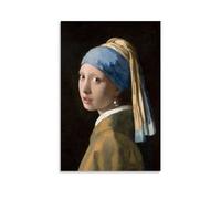 GAJUST Johannes Vermeer - Poster da pittura, stampa artistica su tela, con la perla o la ragazza con turbante (Het Meisje Met D, senza cornice, 40 x 60 cm)