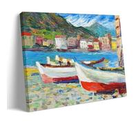 GAJUST Kandinsky Barche a Rapallo Poster Barche a Rapallo dipinto da Wassily Kandinsky (1866-1944), poster su tela, con cornice, 60 x 90 cm