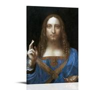 GAJUST Poster da Vinci Salvator Mundi Salvator Mundi dipinto da Leonardo Da Vinci circa 1500, stampa su tela con cornice, 60 x 90 cm