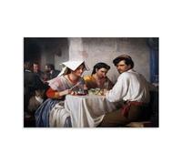 GAJUST Poster di Carl Bloch Osteria romana in un'osteria romana dipinta da Carl Bloch nel 1866, stampa su tela, senza cornice, 50 x 75 cm