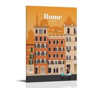GAJUST Poster vintage con stampa artistica su tela, motivo: viaggio a Roma, 20 x 30 cm