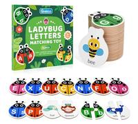 GAKICO Puzzle dell'alfabeto auto-correttore Ladybug: set di lettere abbinate per bambini da 3 a 5, 52 pezzi di puzzle Montessori ABC double face, attività di apprendimento