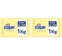 GALAK PROFESSIONALE Cioccolato Bianco, Blocco 1kg (Confezione da 2)