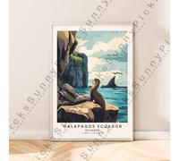 Galapagos Viaggi Stampa Illustrazione Art Poster da Parete Casa Décor Regalo