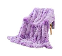 Galatée 130 * 160cm Elegante di Alta qualità Coperta Double Face Color Arcobaleno Plaid in Flanella di Pile Morbidissima Calda per Divano e Letto,Morbida Coperte di Microfibra Morbida Viola