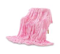 Galatée 160 * 200cm Elegante di Alta qualità Coperta Double Face Color Arcobaleno Plaid in Flanella di Pile Morbidissima Calda per Divano e Letto,Morbida Coperte di Microfibra Morbida -Rosa
