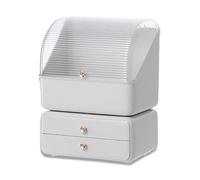 Galatée Anti-polvere Organizzatore Trucco Scrivania Cassetti di Stoccaggio Gioielli in Plastica Scatola di Immagazzinaggio Cosmetici Contenitore Vari per la Casa Scatola, Bianco A + B, 26 * 18 * 35cm