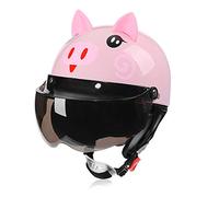 Galatée Casco da Bicicletta per Bambini, Adatto per Scooter Tricicli Skateboard e Biciclette, e Dotato di Sciarpa Calda e Visiera Parasole per la Protezione del Viso(Maialino, Età 5-12 anni)